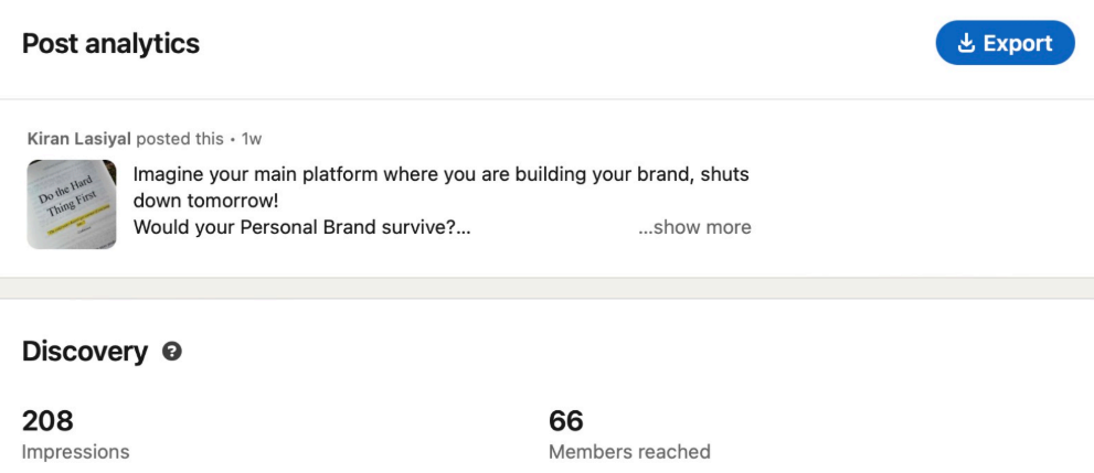LinkedIn editing screenshot from Kiran's case study